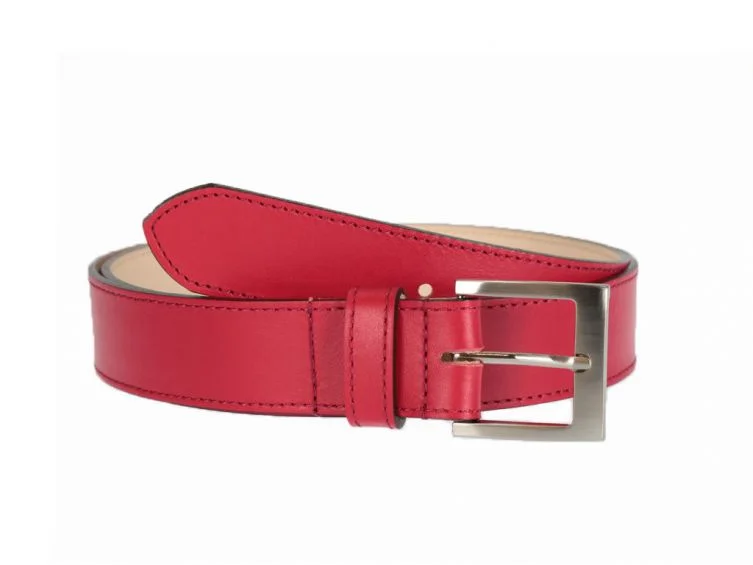 Ceinture cuir doublé rouge, boucle carrée 5046 Choisir - Vins Rouges Harmonieux pour Chaque Occasion Lanière cuir rouge carmin - Ceinture artisanale Française | Deco Cuir