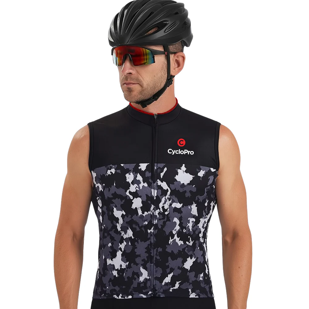 Maillot Cyclisme sans manches Noir et Blanc - Military - Tout pour Créer des Expériences Mémorables en Extérieur - golf manche noir expérience extérieur