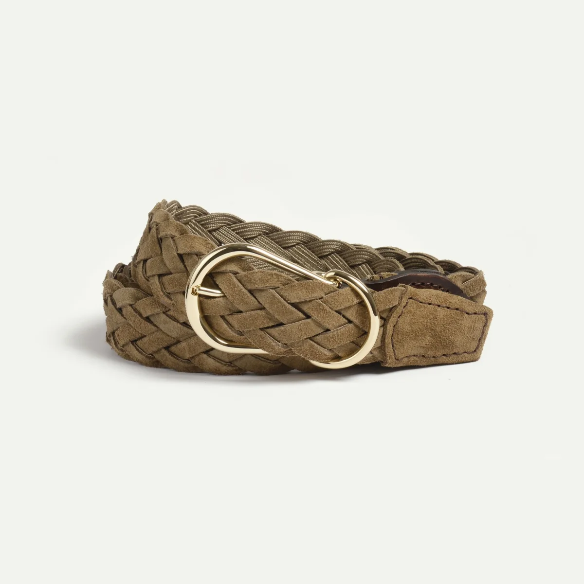 Ceinture Cléo tressée – Kaki suédé - Vins Rouges Harmonieux pour Chaque Occasion Ceinture en cuir suède beige pour femme | Sandro Paris