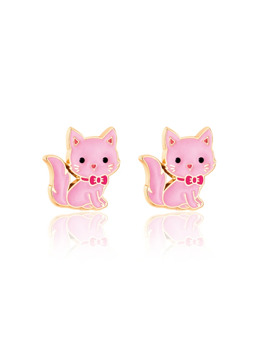 Boucles d'oreilles en émail - Chat rose - Girl Nation - Boutique Maman & Bébé – Produits Essentiels au Quotidien Inateannal Boucles d'oreilles en forme de chat punk - En argent - Boucles d' oreilles à tige