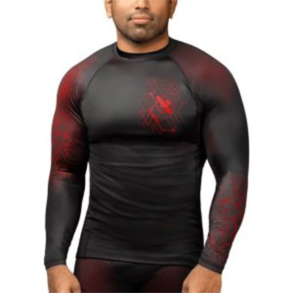 Hayabusa Rashguard Geo Manche Longues – Rouge - Matériel sport pas cher – Lustré Meilleur rapport qualité-prix