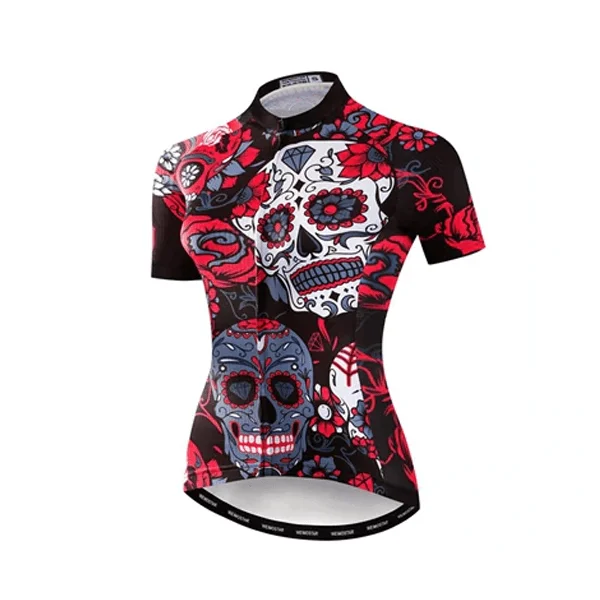MAILLOT MANCHE COURTE FEMME - SKULL - Tout pour Créer des Expériences Mémorables en Extérieur 🔥 Demi-cagoule Skull Face – Style & Protection pour motards ! 🏍️💀