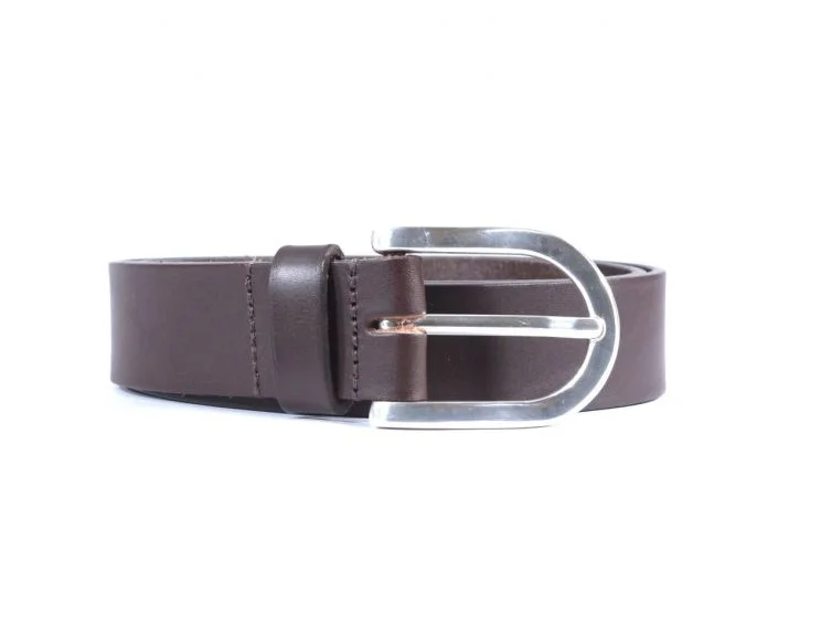 Ceinture cuir marron boucle arrondie et massive 4029 120 cm - Vins Rouges Harmonieux pour Chaque Occasion - Ceinture hermes