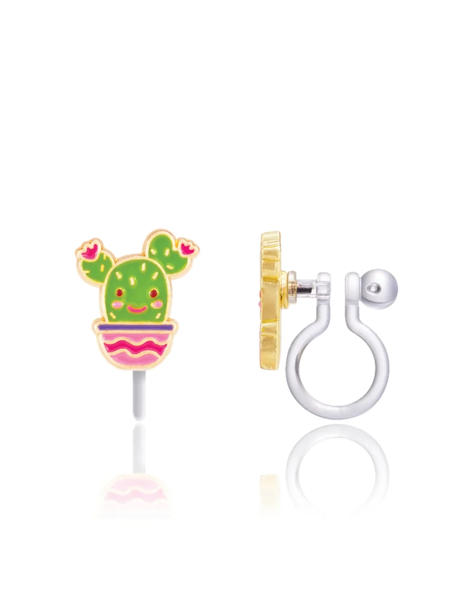 Boucles oreilles clip émail Cactus Girl Nation Boutique Maman Bébé Produits Essentiels Quotidien