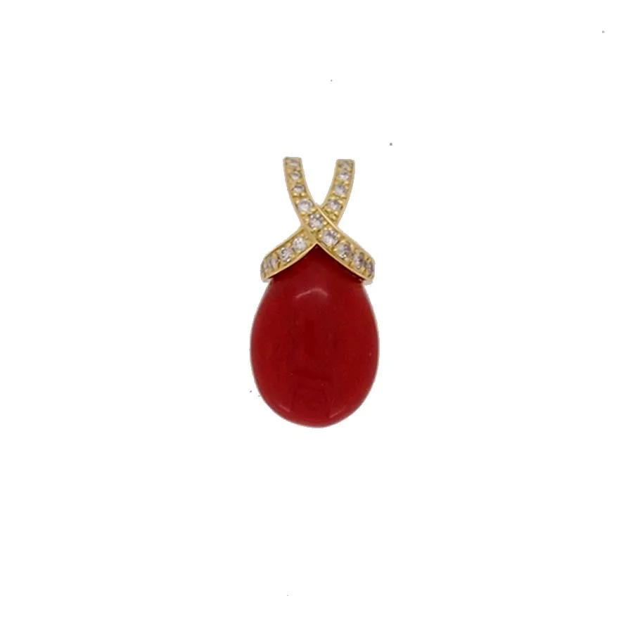 Pendentif 18k diamants goutte corail Saldi Straordinari Offerte Speciali Disponibili Adesso