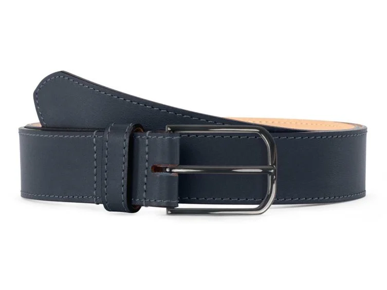 Ceinture cuir chic marine boucle rectangulaire moderne finition canon fusil brillant mm Choisir Vins Rouges Harmonieux Occasion