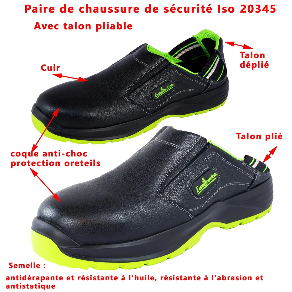 Paire de chaussures de sécurité hybrid en cuir noir - Accessoires Outdoor pour Plus de Liberté de Mouvement Chaussures de sécurité basses S1P, S3 | ONWORK