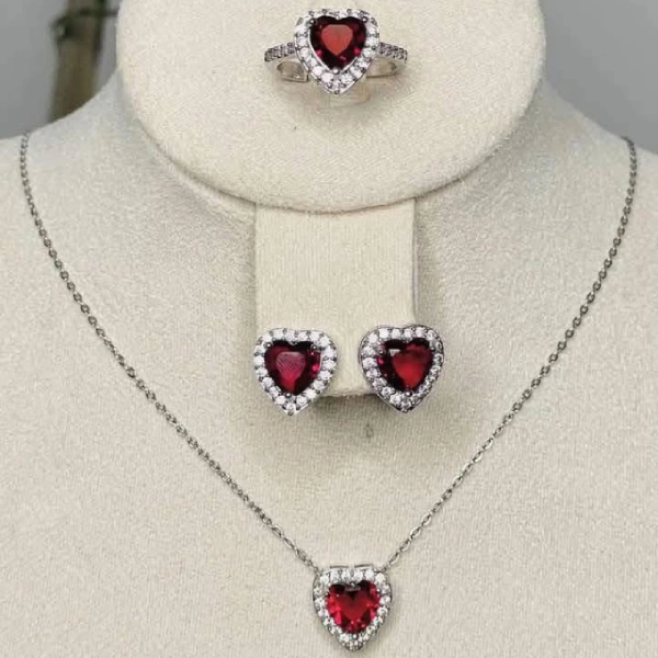 Lot Collier + Bague + Boucles d’Oreilles Cœur – Acier Inoxydable - Saldi Straordinari – Offerte Speciali Disponibili Adesso Paire boucles d'oreille anneaux en acier doré