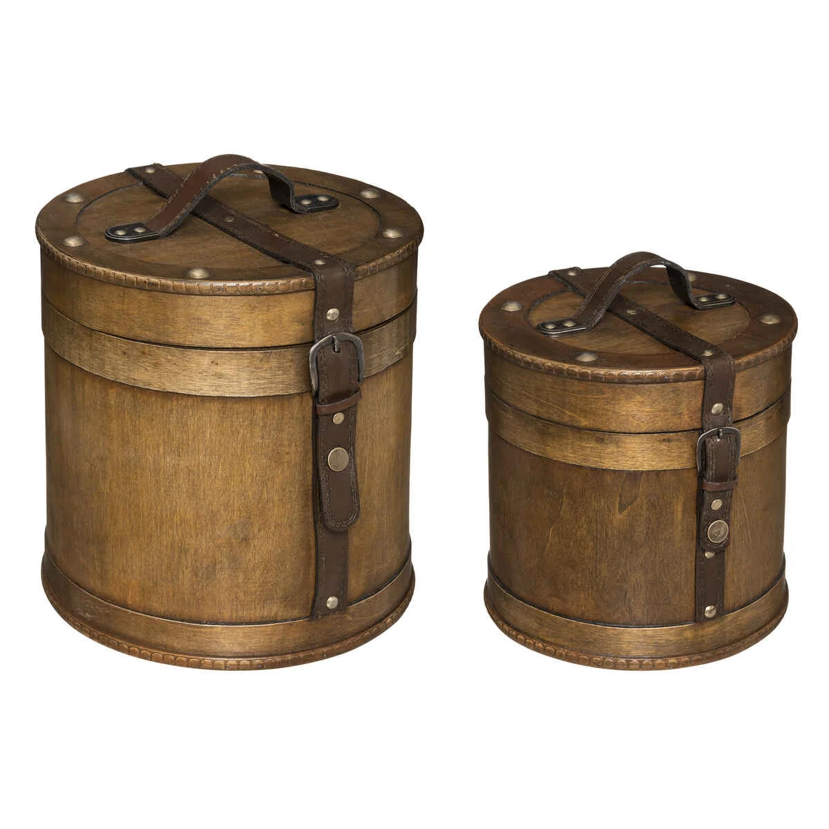 Lot de 2 boites pièce rondes en bois H25 - Édition Limitée – L’Art de la Table Française en Promotion !