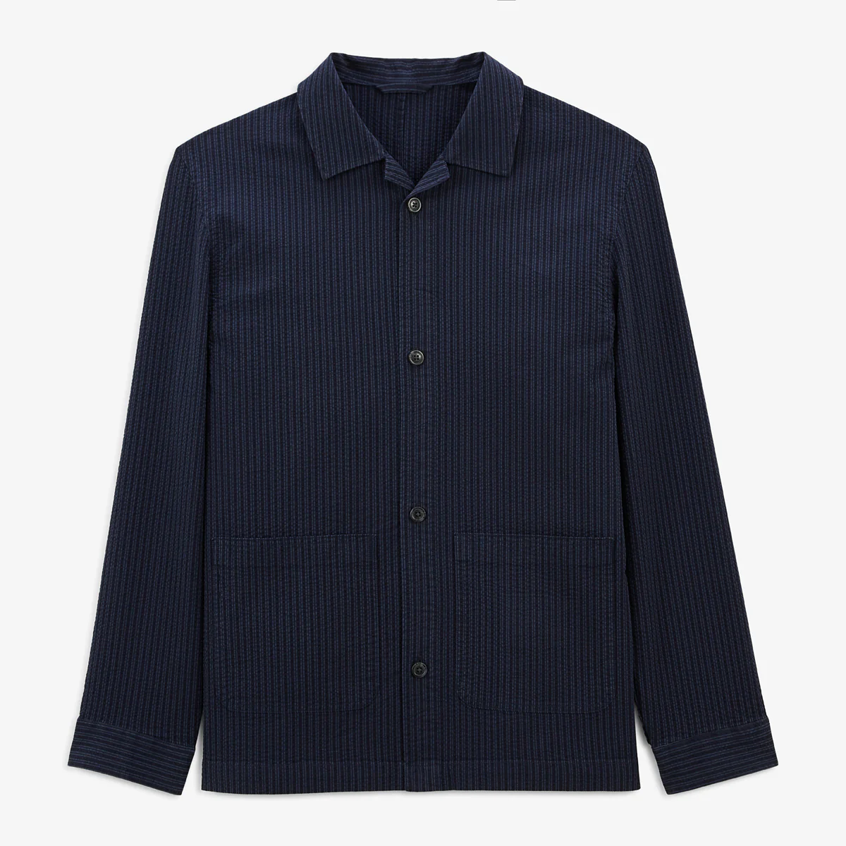Veste Worker Seersucker bleu dark navy Waël - E-shop mondial – Produits durables, modernes et accessibles partout - Benetton veste