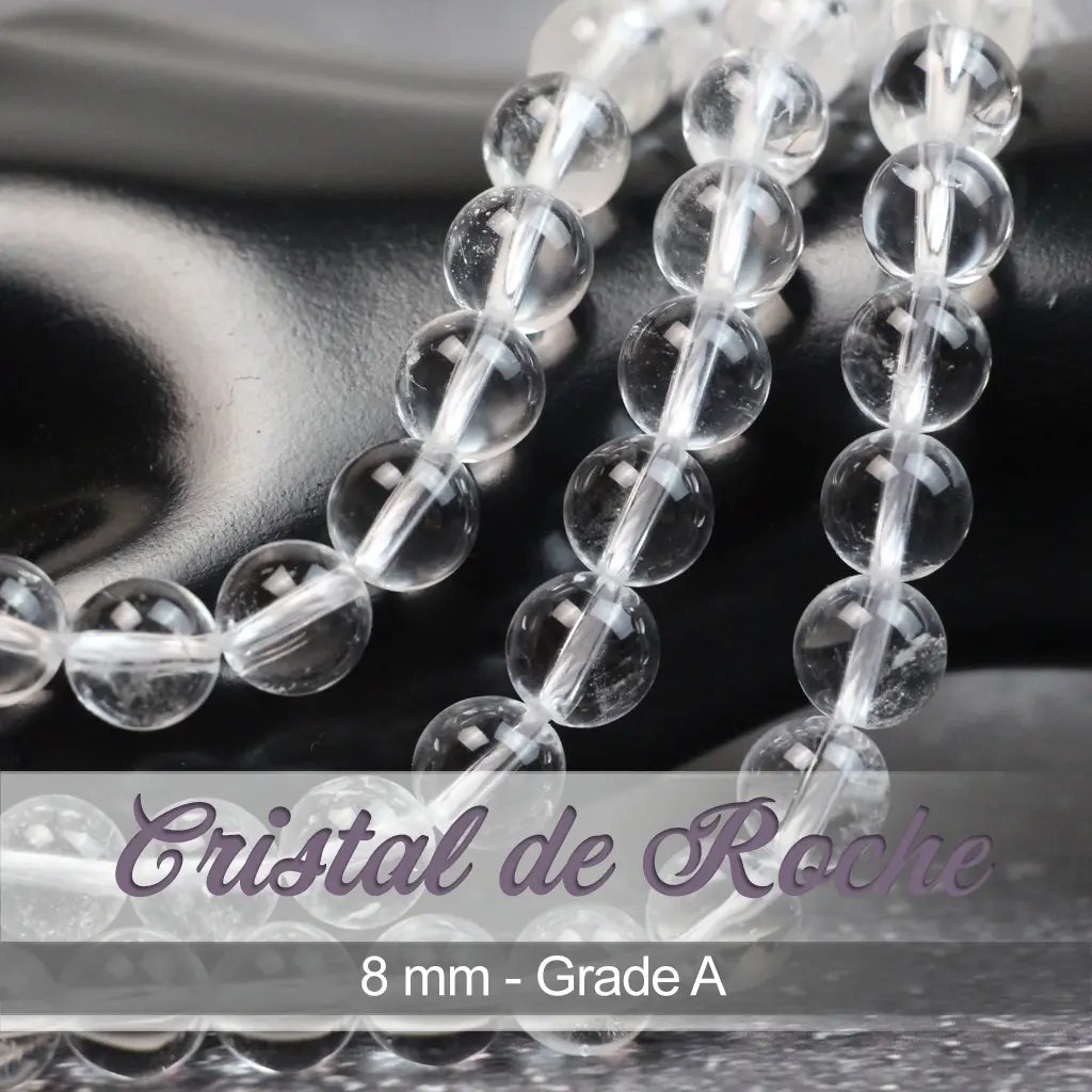 Perles Cristal de nappe Roche Grade A – Ronde 8mm – 38cm - Édition Limitée – L’Art de la Table Française en Promotion !