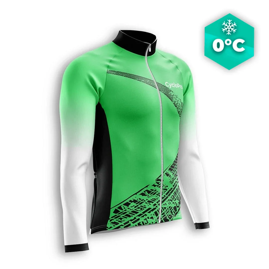 MAILLOT LONG DE CYCLISME Sports HIVER VERT - TRACE+ - Tout pour Créer des Expériences Mémorables en Extérieur