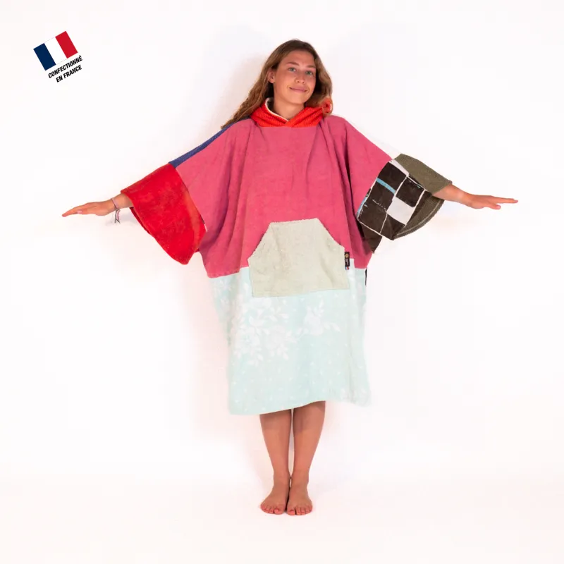 Poncho upcyclé sewing Green Flower Mellow Sea - Outdoor Sports Shop – Bons Plans Randonnée & Trekking