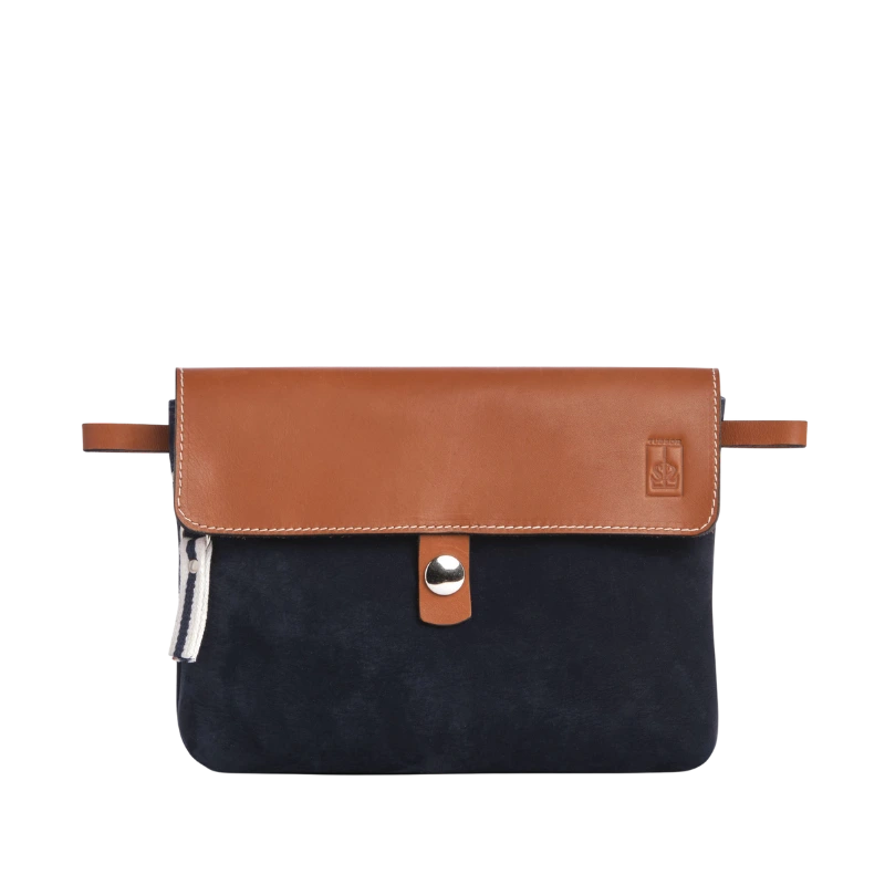 Pochette Compagnon Cuir Nubuck Veau Bleu Marine - Vins Rouges Saffiano Harmonieux pour Chaque Occasion