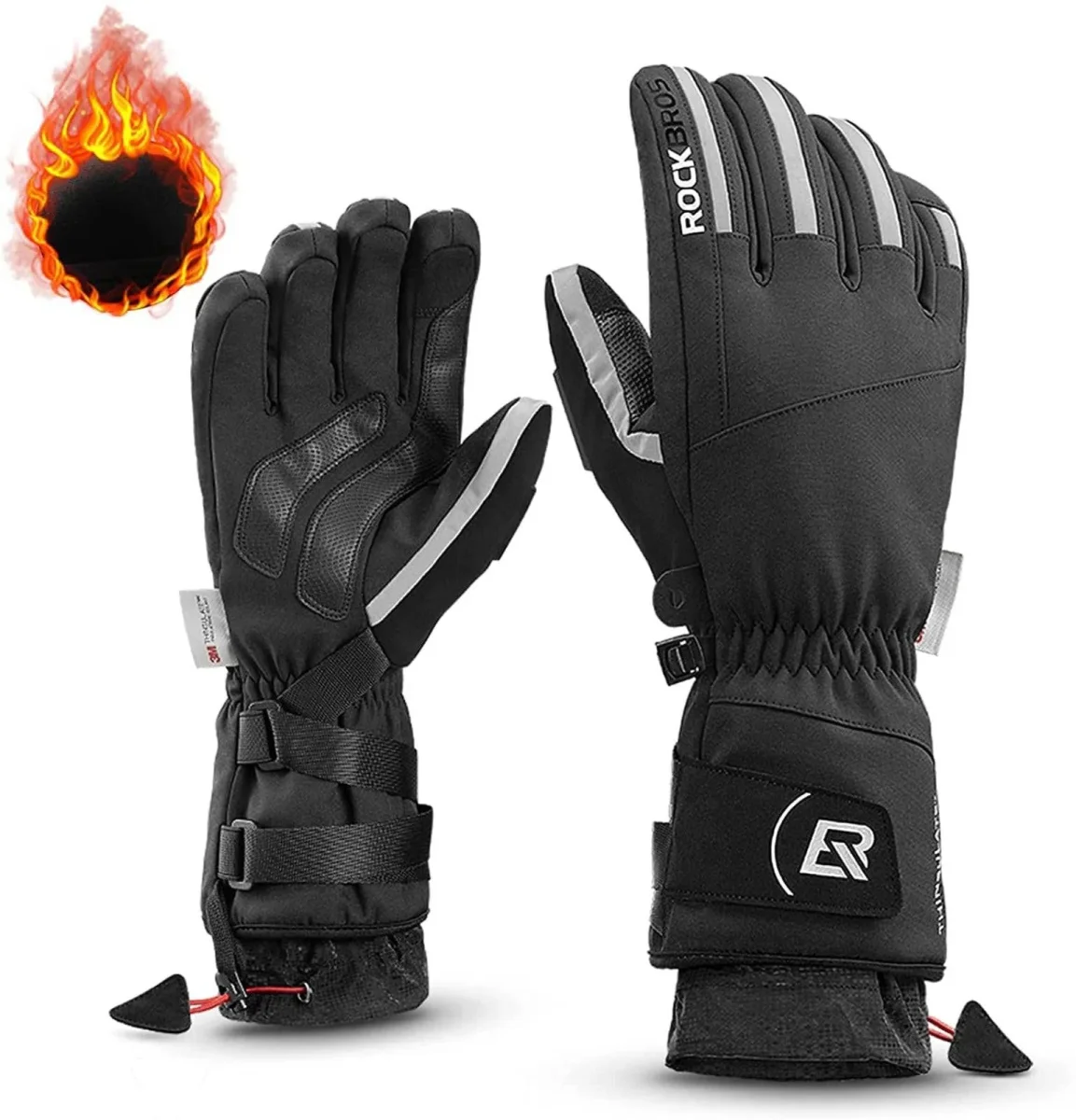 Gants de cyclisme d'hiver pour homme, coupe-vent, tailles M à 2XL, ROCKBROS - Accessoires Sport Outdoor pour Plus de Liberté de Mouvement