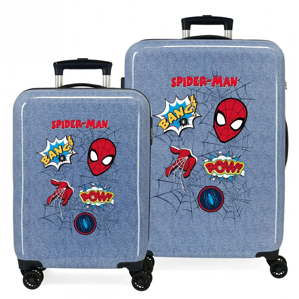 Juego Maletas Spiderman Denim rígidas cm Produits Outdoor Pensés Aventures Quotidien