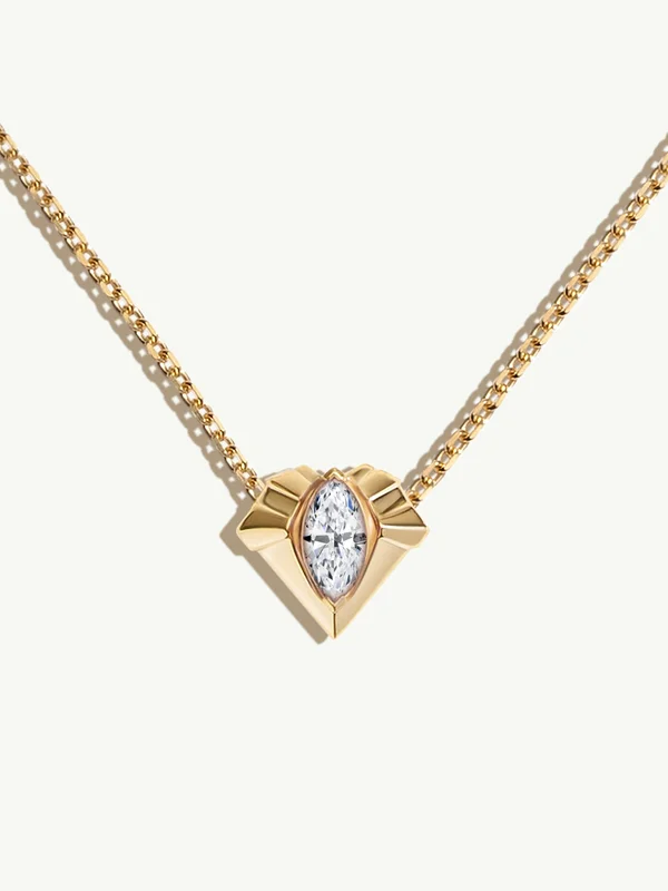 Alexandria Pendant Necklace With 0.50CT Marquise-Cut Diamond In 18K Yellow Gold, 13mm - Saldi Straordinari – Brilliance.com Offerte Speciali Disponibili Adesso