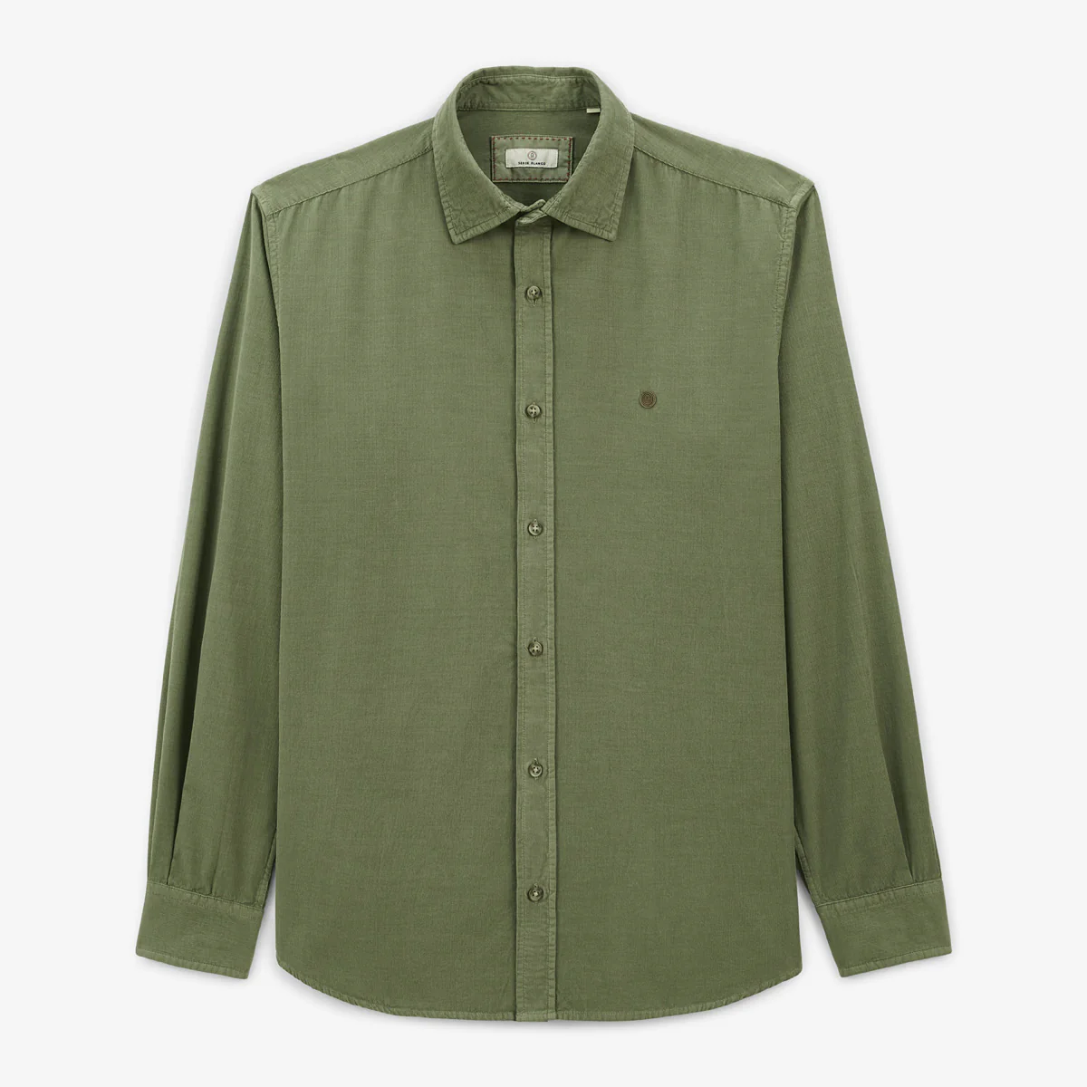 Chemise manches longues unie en coton velours vert militaire Charles - E-shop mondial – Gris Produits durables, modernes et accessibles partout
