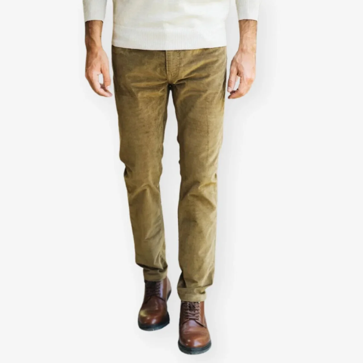Pantalon 5 Poches En Velours Stretch beige foncé slim - E-shop mondial – Produits durables, modernes et accessibles partout Pochette écoresponsable délavée en velours côtelé - Native Spirit