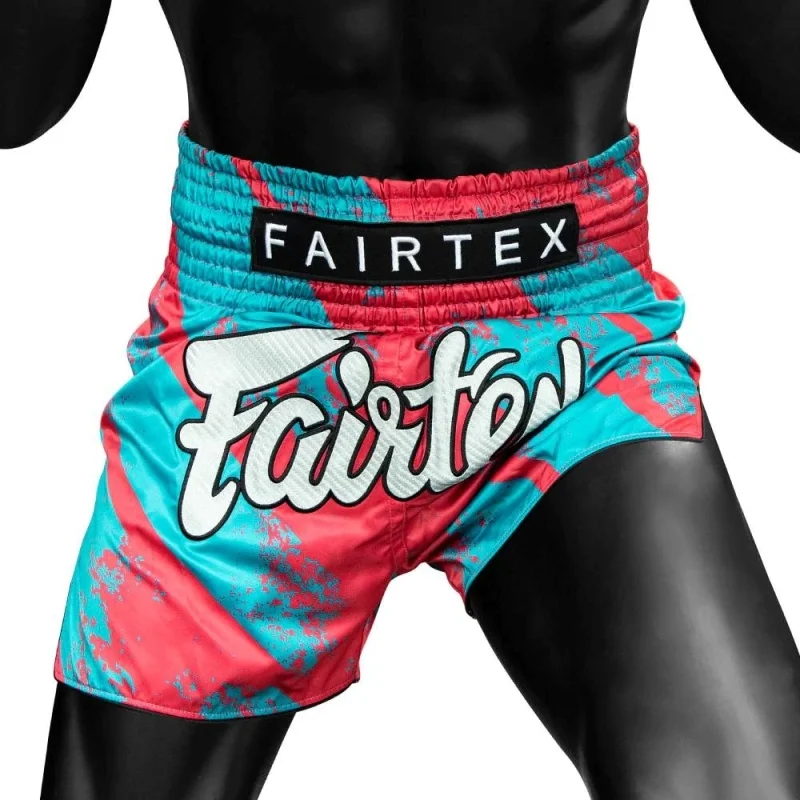 Short Muay Fairtex Turquoise Rouge Matériel sport cher Meilleur rapport qualité prix