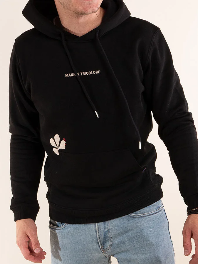 Le Sweat à Capuche Homme Vin Coton Bio France – Noir - Vins Rouges Harmonieux pour Chaque Occasion