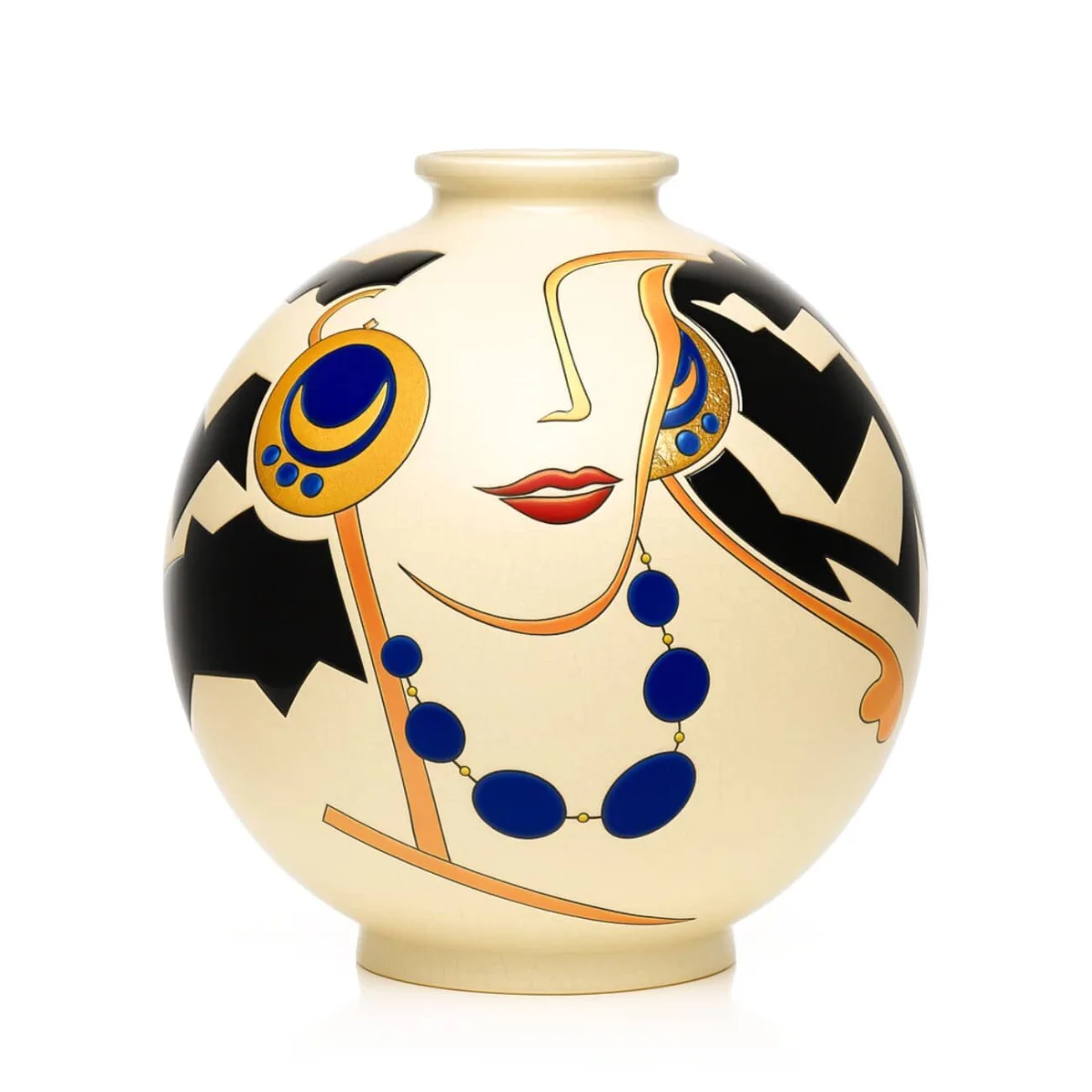 Boule coloniale Femme au Collier Émaux de Longwy - Vins Rouges Harmonieux pour Chaque Occasion - {'count': 1, 'name': 'glace'}