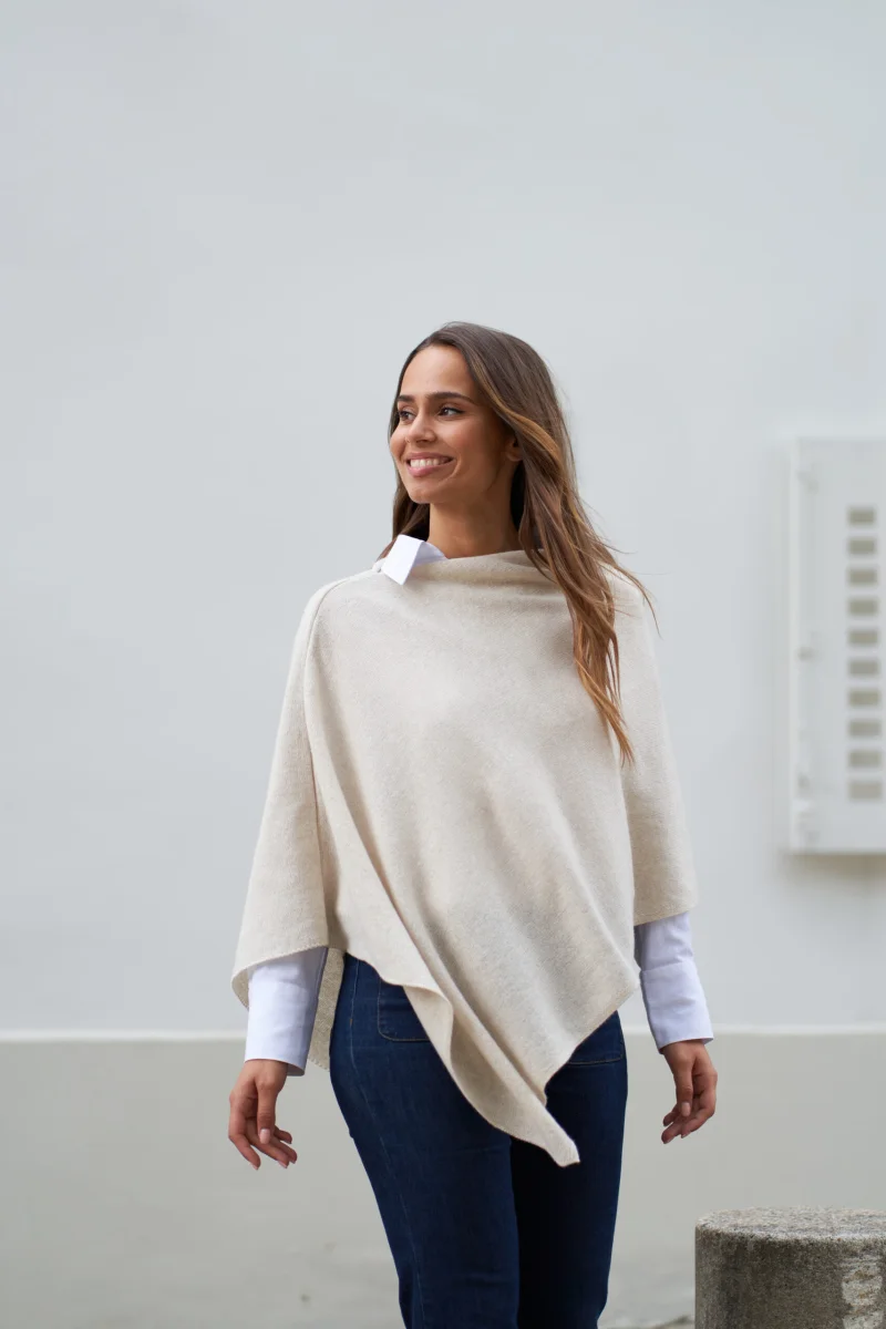 Poncho Paule cachemire sable Rouges Harmonieux Occasion