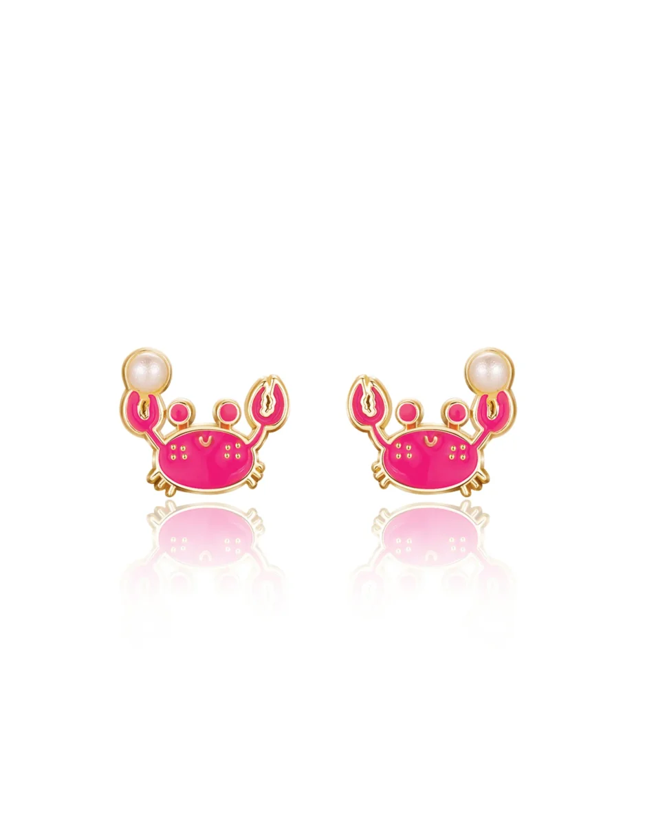 Boucles d'oreilles en émail - Crabe avec perle - Girl Nation - Boutique Maman & Bébé – Produits Essentiels au Quotidien - {'count': 1, 'name': 'carats'}