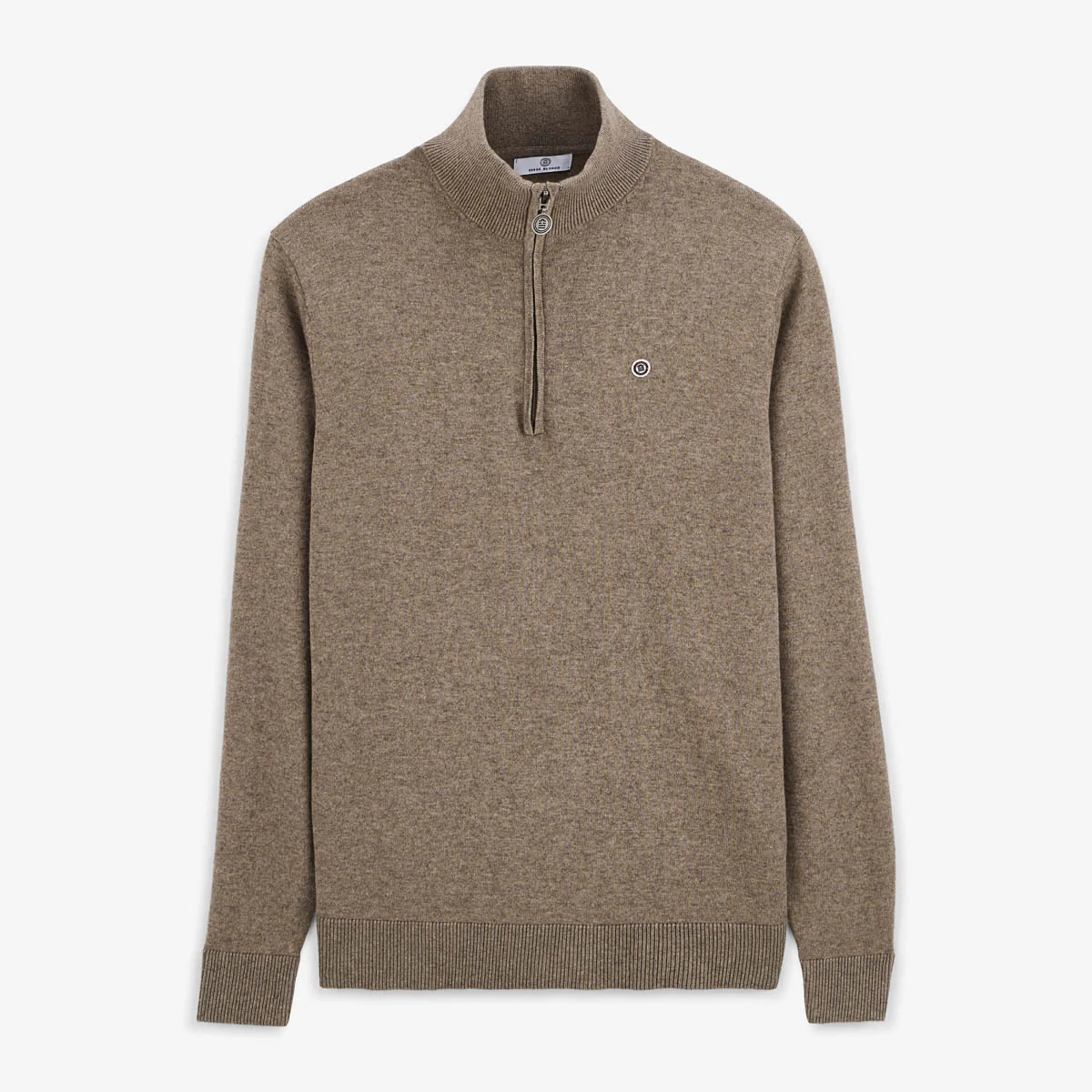 Pull avec col montant zippé marron shitake Malo - E-shop mondial – Produits durables, modernes et accessibles partout - saint james col zippé e-shop produit