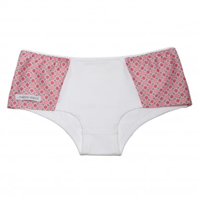 Culotte shorty CAMILLE blanc/fraise - Vins Rouges Haute Harmonieux pour Chaque Occasion
