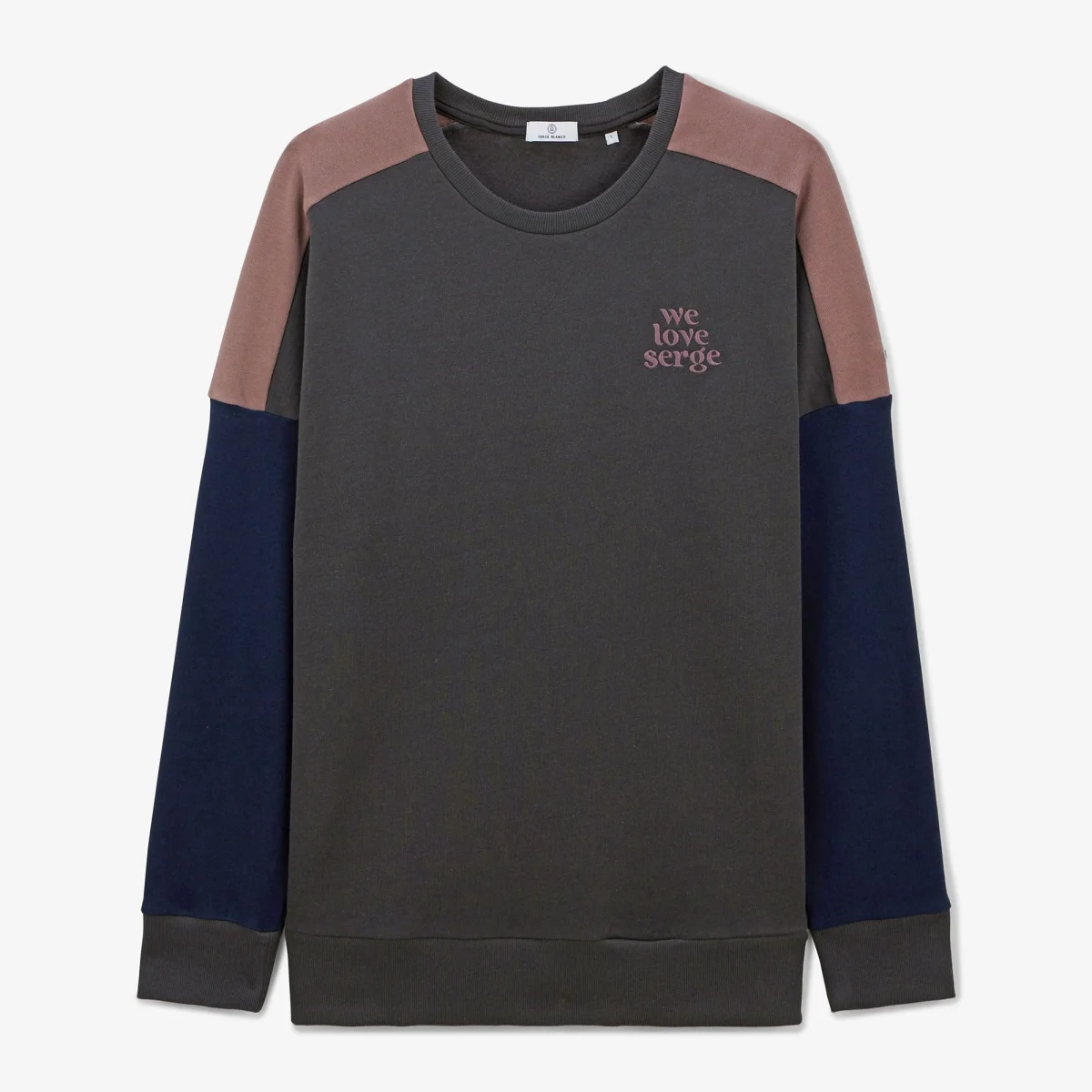 Sweat en molleton col rond WE LOVE SERGE gris anthracite en coton - E-shop mondial – Produits durables, modernes et accessibles partout - tissu coton bio molleton de coton eshop produit
