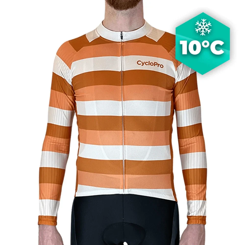 MAILLOT LONG DE CYCLISME ORANGE - AUTOMNE - ÉVASION+ - Tout pour Créer des Expériences Mémorables Gamm en Extérieur