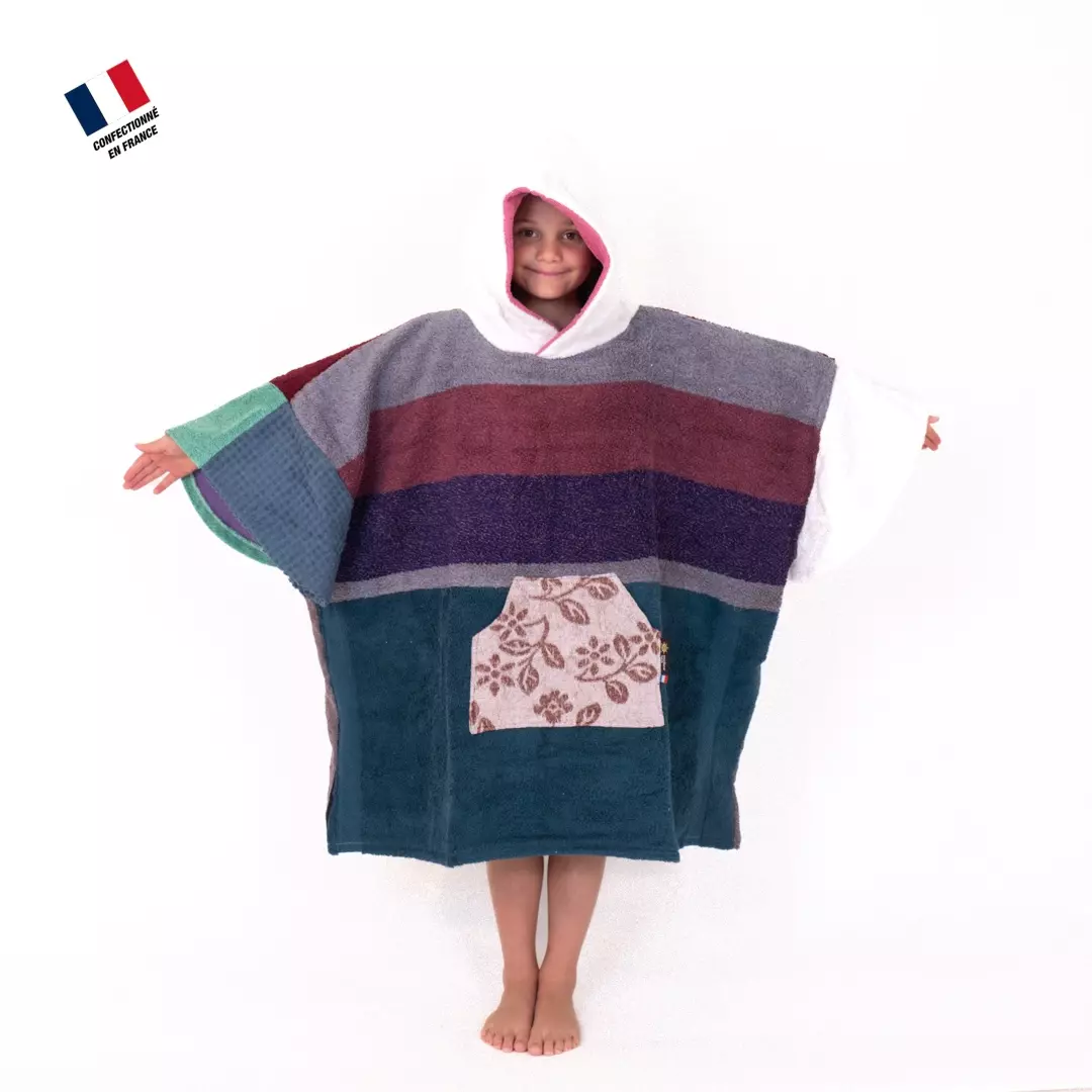 Poncho upcyclé junior Autumn recycled Atmosphere Mellow Sea - Outdoor Sports Shop – Bons Plans Randonnée & Trekking