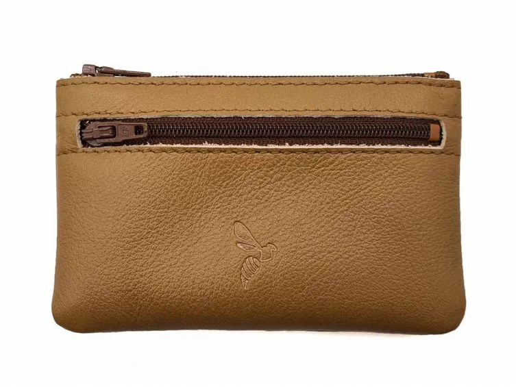 Porte-monnaie simple 2 zip tout cuir caramel – PM-044-02 - Vins Rouges Harmonieux pour Chaque Occasion Portefeuille - Porte carte - pochette CUIR | COUTUREXCLUSIVE L'Choupinou