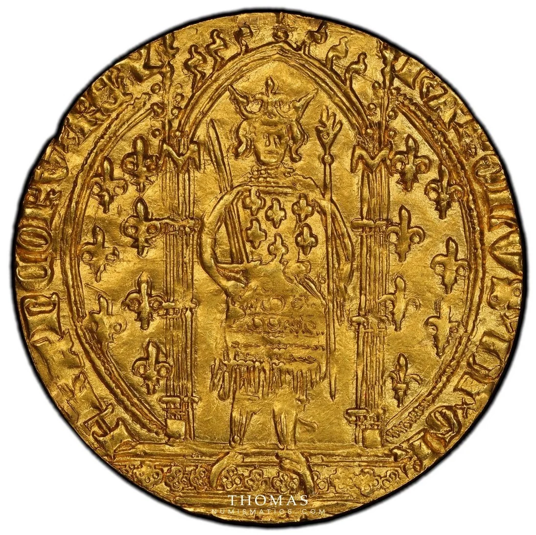 Charles V – Pro Franc à pied or – PCGS MS 63 - Vins Rouges Harmonieux pour Chaque Occasion