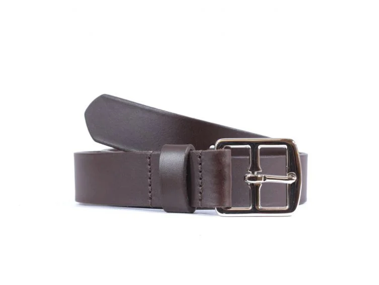 Ceinture cuir marron foncé boucle laiton massif chromé 4057 120 cm - Vins Rouges Harmonieux pour Chaque Occasion Ceinture vintage en cuir à motif crocodile en forme de croix pour homme,  boucle argentée vieillie, ceinture en cuir de vachette - Accessoires &  Bagagerie