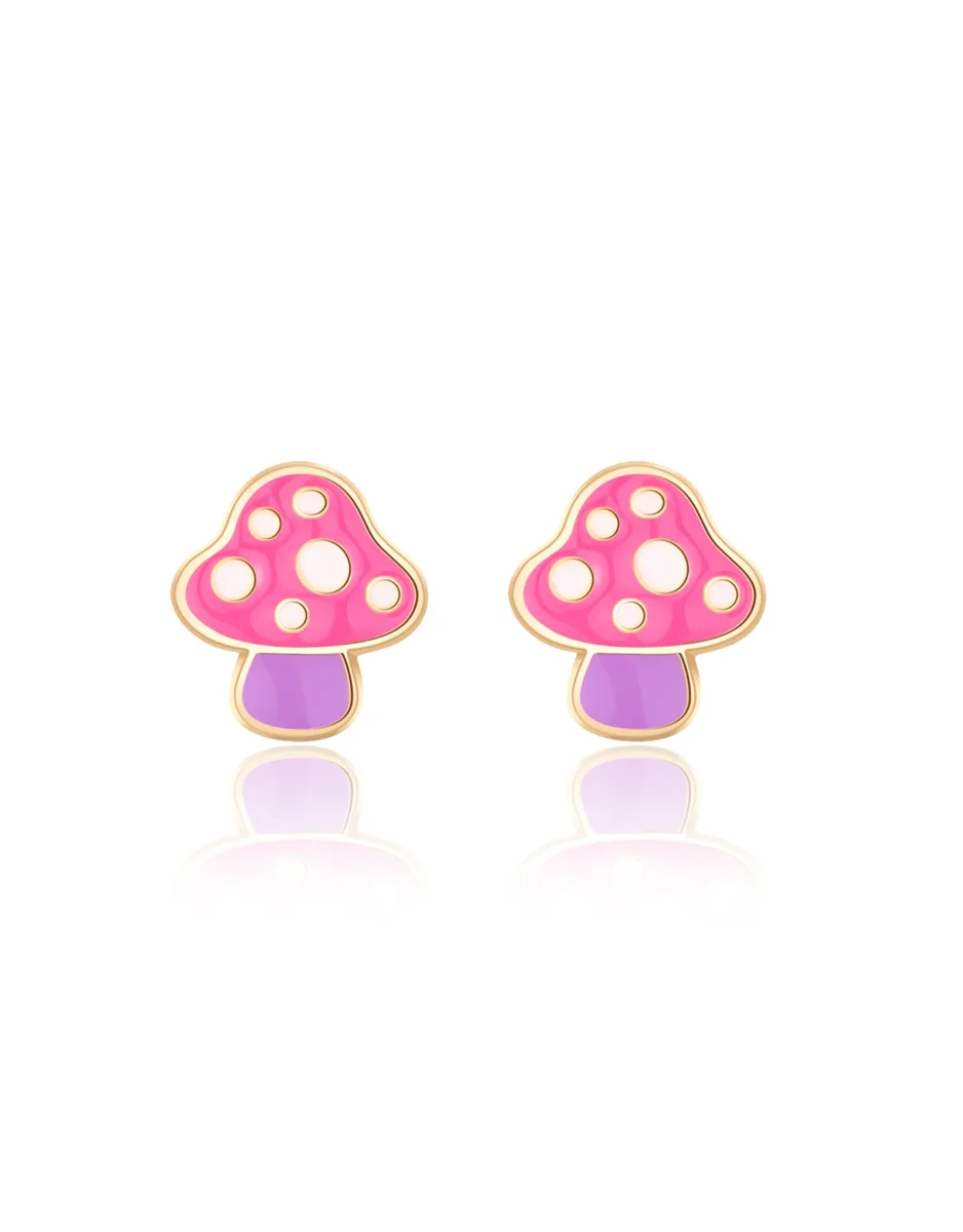 Boucles d'oreilles en émail - Petit champignon - Girl Nation - Boutique Maman & Bébé – Produits Essentiels au Quotidien - Licorne