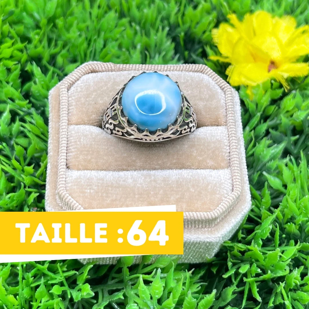 Chevalière Argent Larimar Flamme #5 - Saldi Straordinari mm – Offerte Speciali Disponibili Adesso