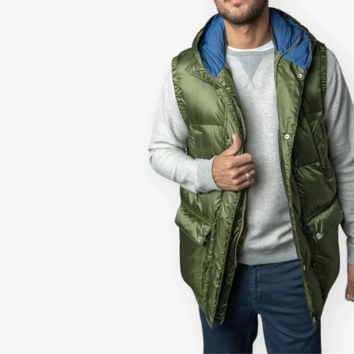 Doudoune Gaston matelassée à capuche vert militaire - E-shop mondial – Produits durables, modernes et accessibles partout - poncho capuche e-shop produit
