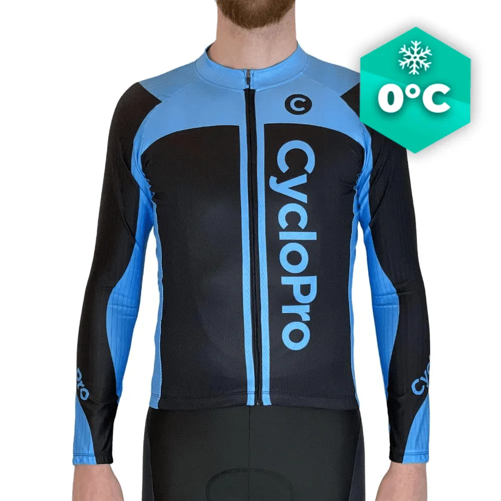 MAILLOT LONG DE CYCLISME BLEU Trace - HIVER - FLASH+ - Tout pour Créer des Expériences Mémorables en Extérieur