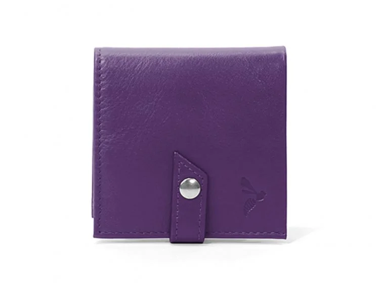 Porte-monnaie carré à rabat en cuir violet – 012 - Vins Rouges Harmonieux Accessoires pour Chaque Occasion