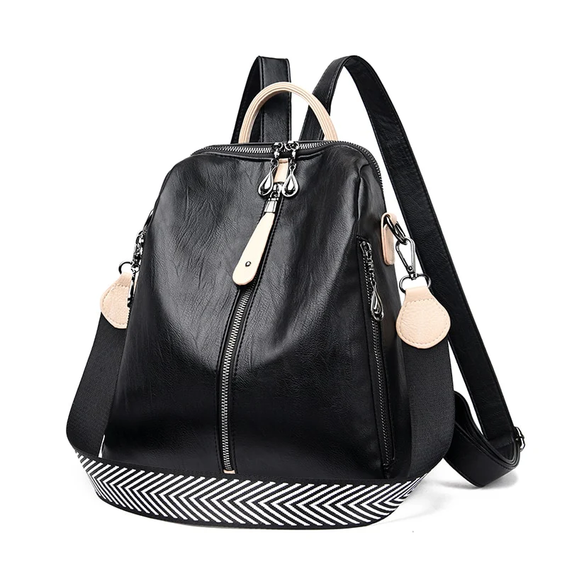 Sac à dos simili cuir femme noir avec poignée blanche - Outdoor Sports Shop – Bons Plans Randonnée & Trekking - antivol sac dos simili cuir femme poignée plan amp