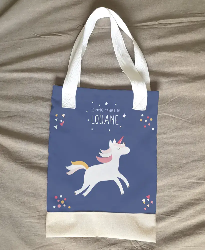 Tote bag personnalisé de la licorne stylisée - Boutique Bébé en Ligne : Soins, Jouets et Articles Maison - motif licorne tote bag licorne ligne soin jouet article