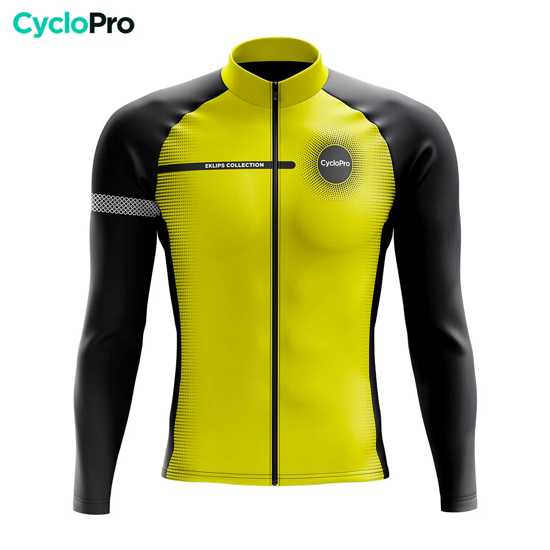 Maillot cycliste hiver Jaune - Eklïps cher - DESTOCKAGE - Tout pour Créer des Expériences Mémorables en Extérieur