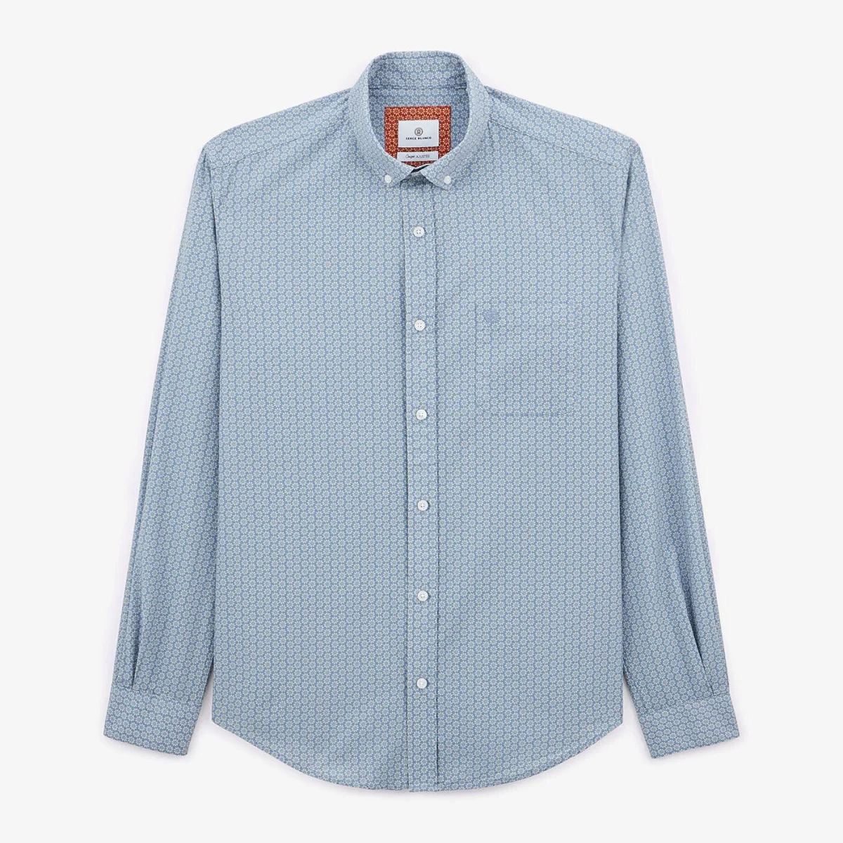 Chemise imprimé fleuri bleu pacific à manches longues en coton - E-shop mondial – Produits durables, modernes et accessibles partout - chemise bleu manche coton e-shop produit