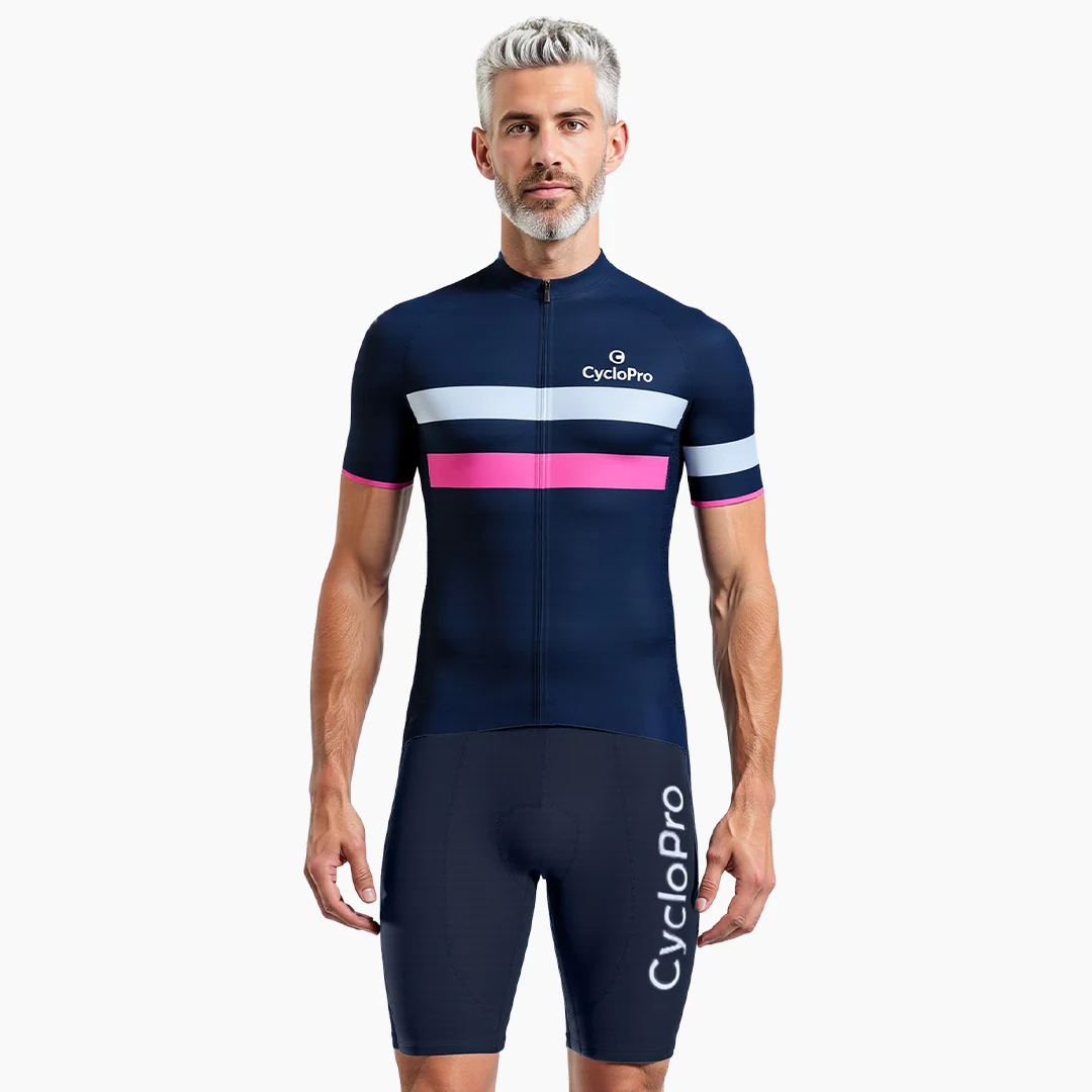 TENUE CYCLISTE ROUTE NOIRE Bandes Blanche Rose Expériences Mémorables Extérieur