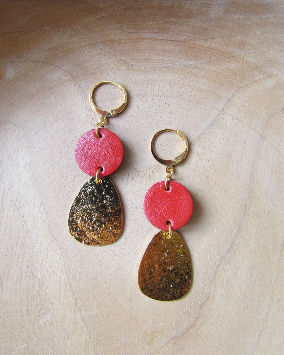 Boucles d'oreille pendantes or et rouge - Saldi Straordinari Ref – Offerte Speciali Disponibili Adesso
