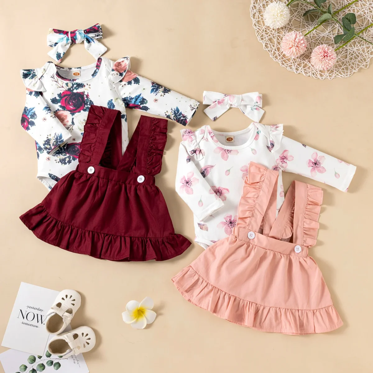 Ensemble barboteuse robe à volants et bandeau pour bébé fille smoke - Escarpins & Stilettos élégants pour femme – Nouvelle collection tendance