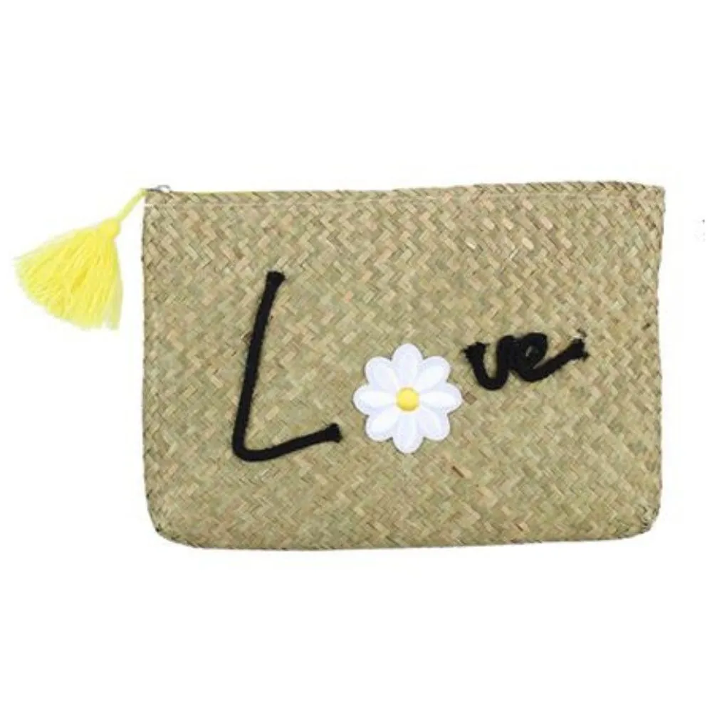 Pochette paille Pizane Love 30x20 cm Éclairage qualité frais port offerts