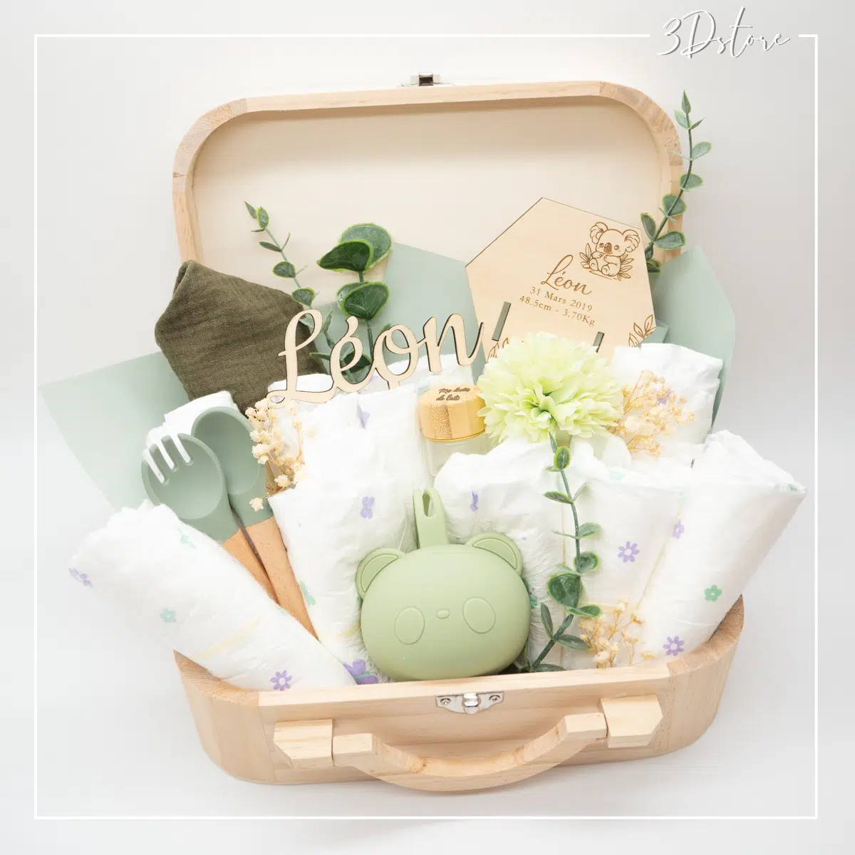 Valise de naissance - Vins Rouges Harmonieux pour Chaque Occasion Valise , valisette de naissance , boite souvenir en bois personnalisée ,  gravée , cadeau de naissance , gravure laser - Équipement bébé